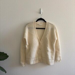 Sezane Cream Button-Up Cardigan